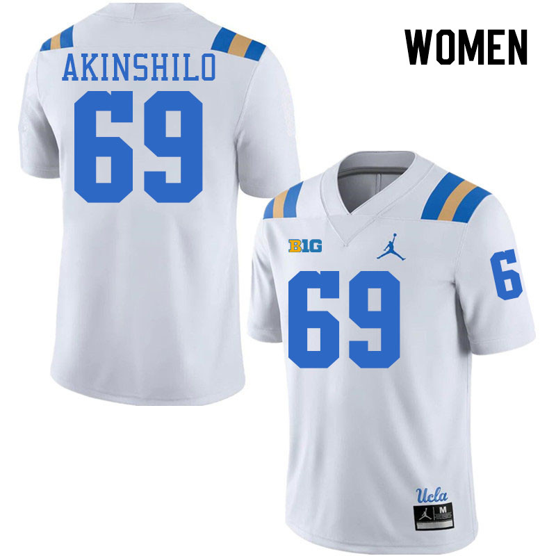 Women #69 Oluwafunto Akinshilo UCLA Bruins College Football Jerseys Stitched-White